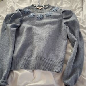 Blue sweater with flowers, size xs